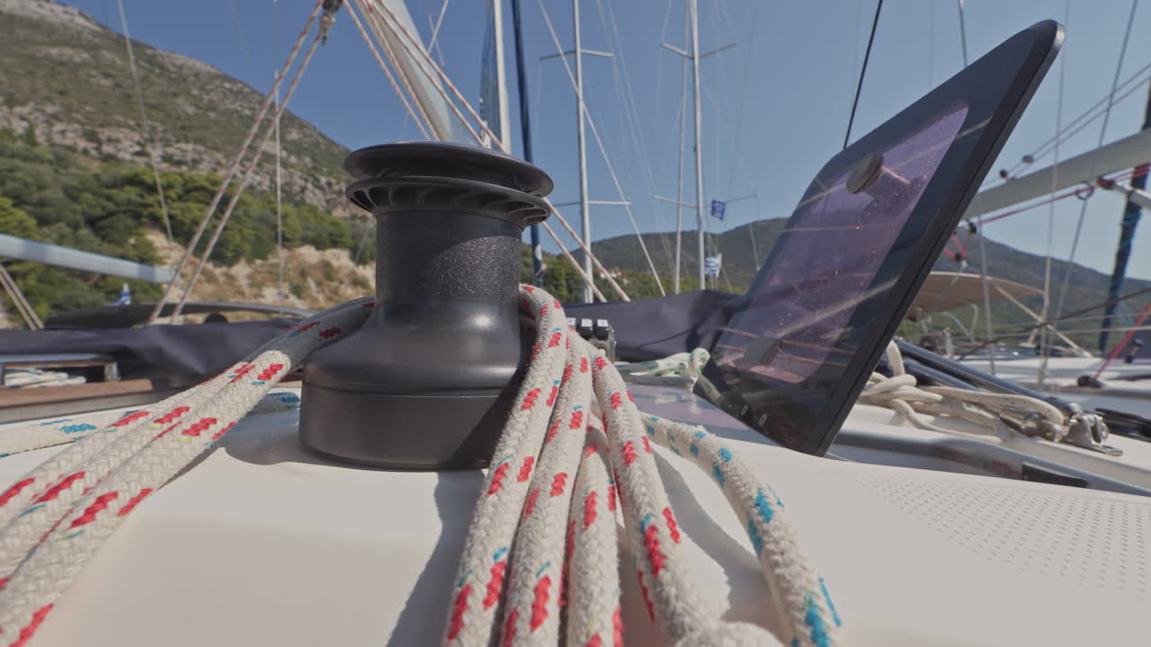 view from a yacht in a harbour in lefkada, greece