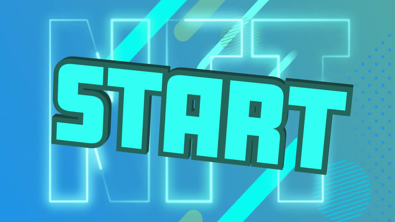 animación de inicio de texto nft y procesamiento de datos digitales sobre fondo de neón