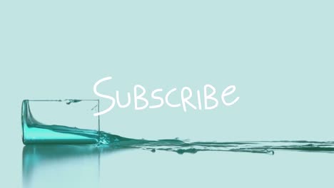 animación del texto de suscripción sobre un vaso con líquido