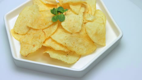 potato chips, rotating close up