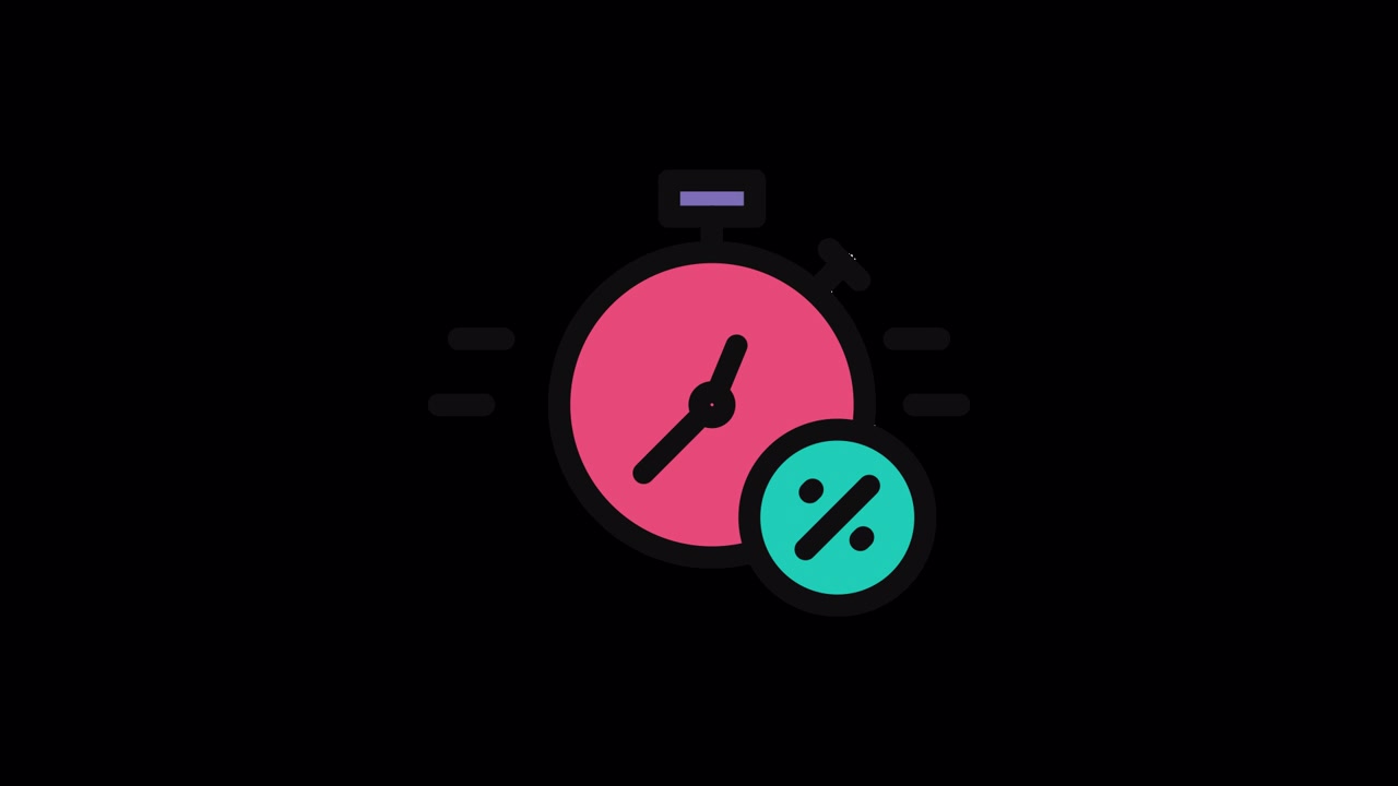 Animated Stopwatch with Percentage Symbol for Time-Limited Offer