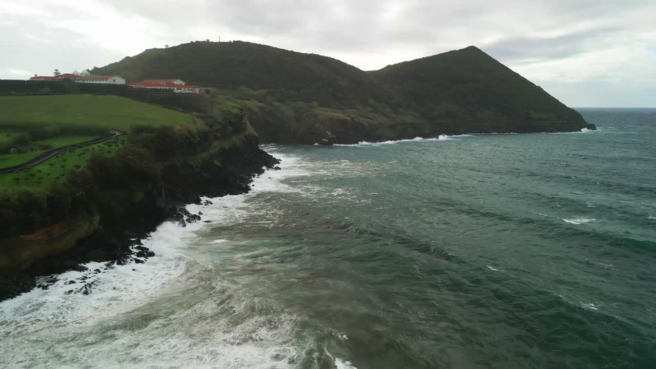 Aerial view from drone of Terceira Island - Monte Brasil