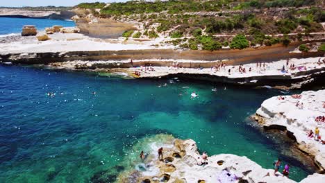 Timelapse-video-from-Malta,-St-Peter's-Pool-on-a-sunny-summer-day