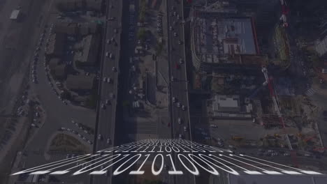 animación del procesamiento de datos sobre el paisaje urbano
