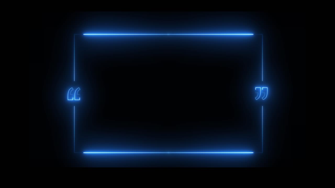 Animated Blue Neon Quote Box Frame on Black Background