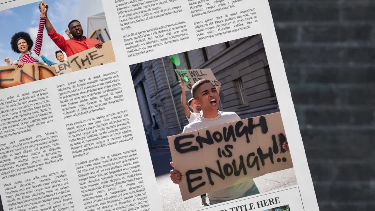 Animated Newspaper Displaying Various News Stories and Headlines