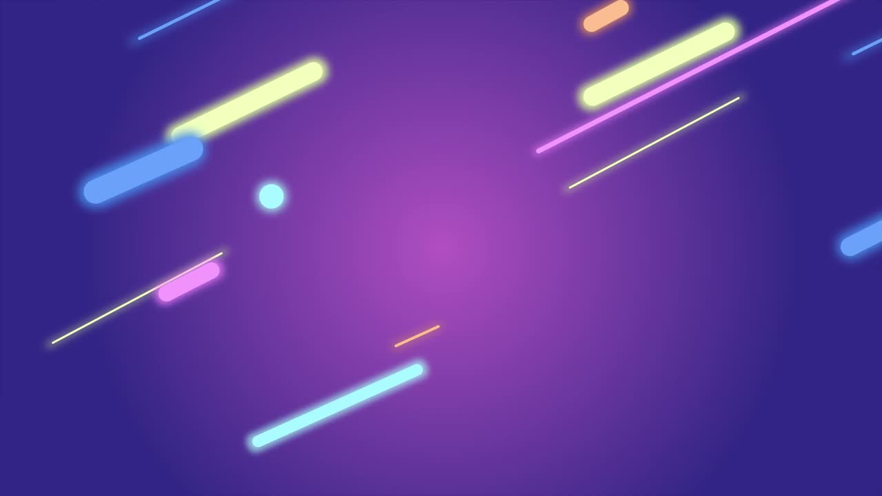 Linee colorate al neon luminose che si muovono in diagonale in loop continuo. 4K