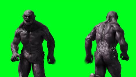 scary monster animation. phisical, motion, blur. realistic 4k animation. green screen