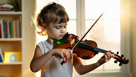 little girl learning to play the violin