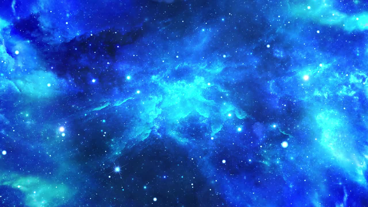 la nebulosa espacial de fondo azul 4k video de bucle de estrellas en movimiento el fondo espacial de rotación de la nebulosa.
