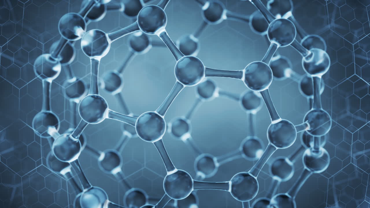 rotación de la esfera de la molécula, renderización en 3d.