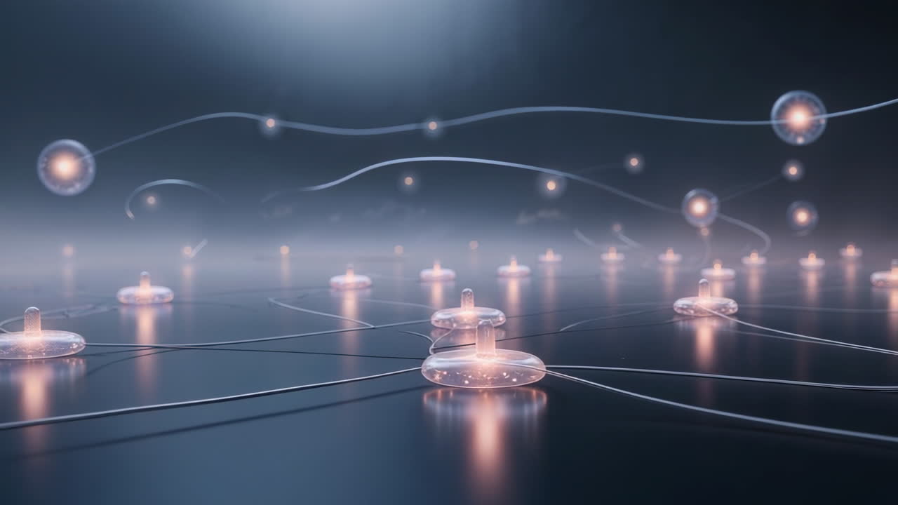 Abstract Digital Network with Glowing Nodes