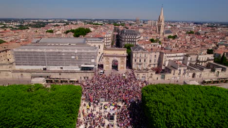 aerial pride march at historic montpellier gate