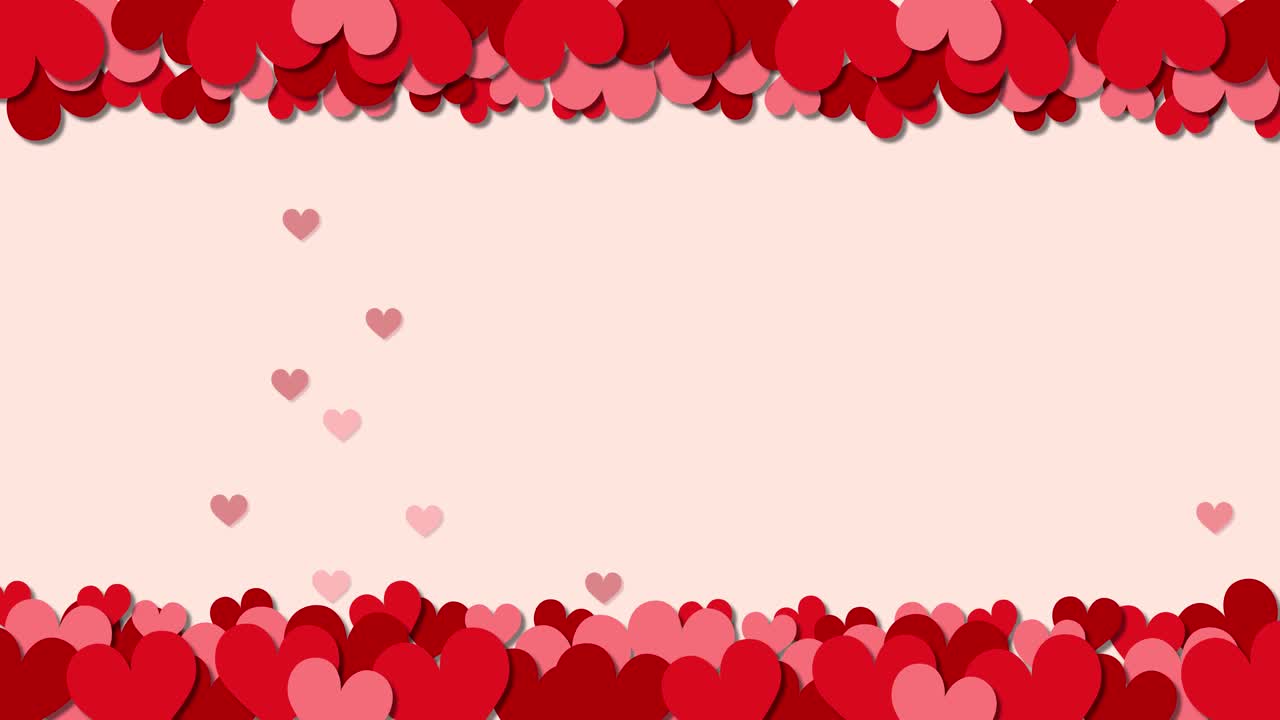 los corazones caen en cascada contra fondos vibrantes