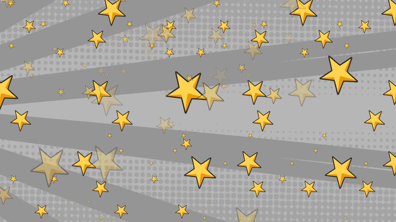 animación de estrellas sobre un fondo giratorio de rayas grises