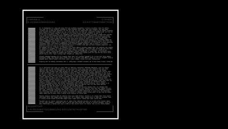animación de números que cambian y procesamiento de datos en la pantalla de la computadora sobre fondo negro