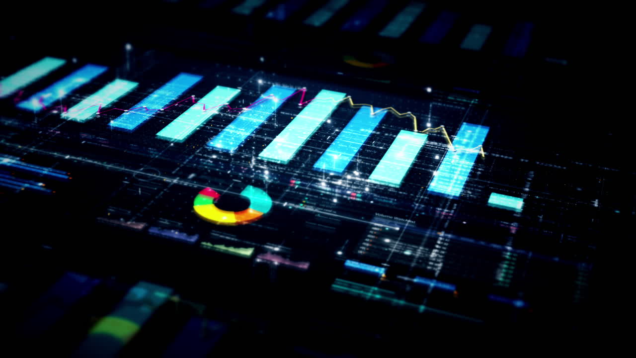 Futuristic Data Visualization: Charts and Graphs on a Digital Dashboard