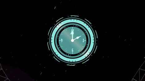 animación del reloj y el túnel digital sobre fondo negro