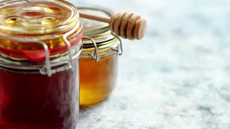 Jars-with-different-kinds-of-fresh-organic-honey