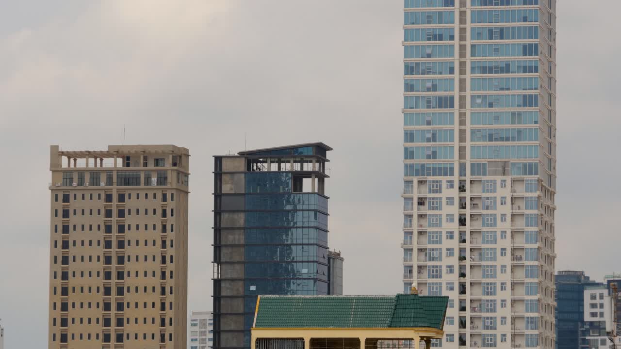 High-rise urban structures, city apartments, construction time-lapse