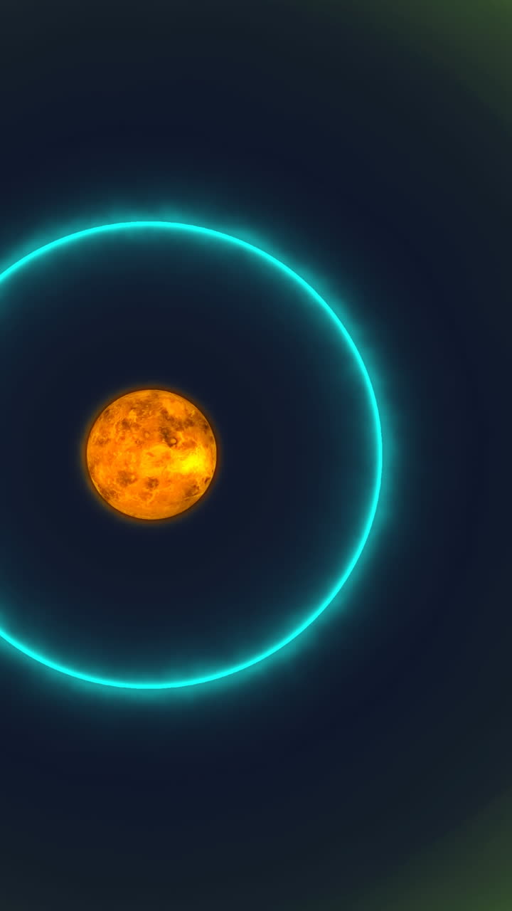 Animation of neon circles over globe on navy background