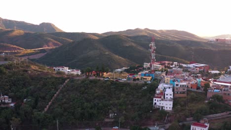 AERIAL:-Guanajuato-City-and-Mountains,-Mexico