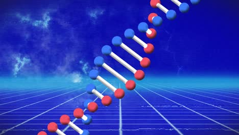 Animación-De-Interferencia-Sobre-La-Cadena-De-ADN-Sobre-Fondo-Azul.