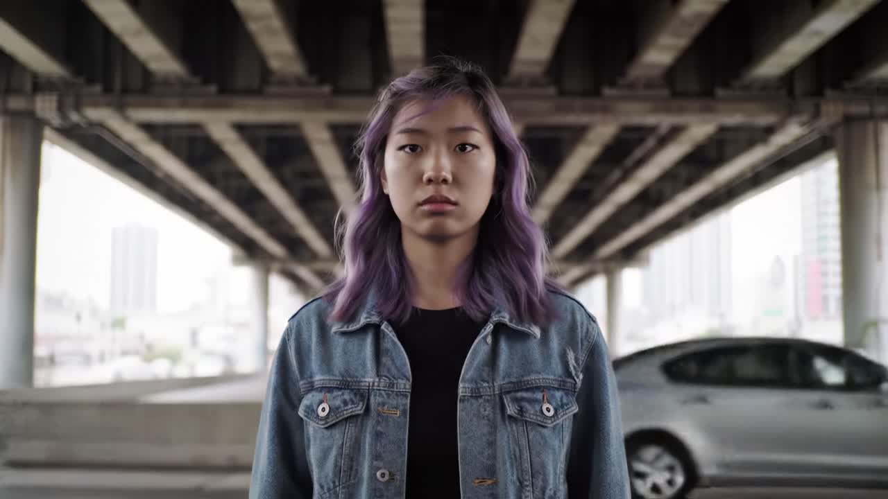 Young Woman Under an Underpass
