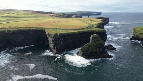 coastal panoramic road along kilkee high cliffs, ireland