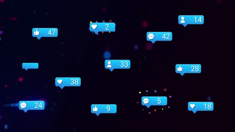animación de iconos y formas de medios sobre un fondo negro