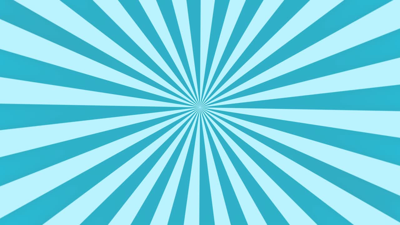 Rotating blue and white sunburst circle motion background. Seamless loop, 4k video. Retro style radial, sun light, circus, stripe, pattern background.