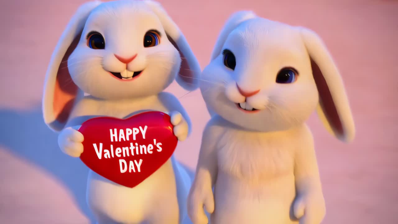 사랑스러운 토끼와 발렌타인 데이 심장