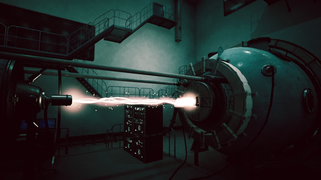 A futuristic laboratory showcasing advanced technology and energy manipulation