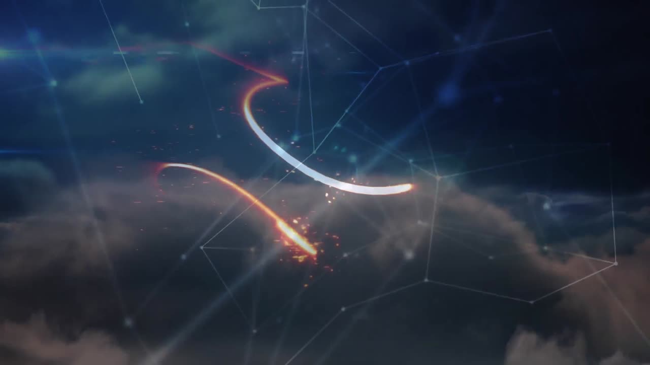 Animation of networks of connections over sky