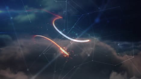 animación de redes de conexiones en el cielo