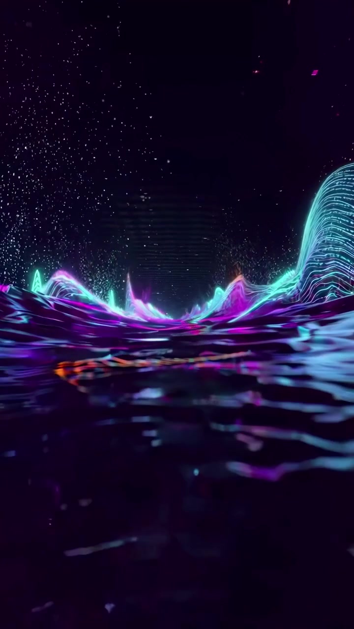 Dynamic Abstract Neon Waves Forming a Futuristic Glowing Dome