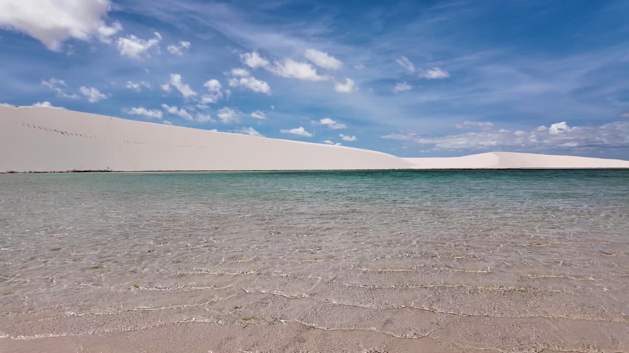 Lencois Maranhenses Skyline At Santo Amaro In Maranhao Brazil. Freshwater Lakes Landscape. Sand Dunes Mountains. Lencois Maranhenses Skyline At Maranhao. Tourism Travel. Nature Scene. Beach Background