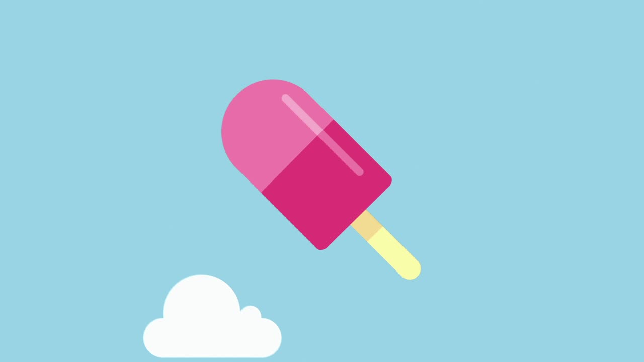 Illustration of a Pink Popsicle with Clouds