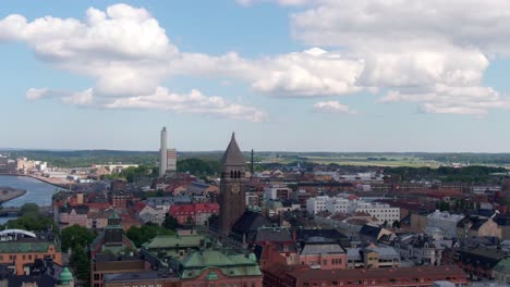 Schöne-Innenstadt-Und-Kirchturm-Der-Stadt-Norrköping-In-Schweden