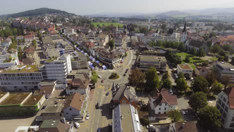 Drone-flight-over-small-town