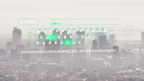 animación del procesamiento de datos sobre el paisaje urbano