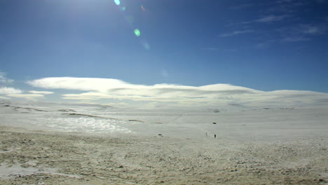 extra wide long shot of the hardangervidda mountain plateau at dyranut in april 2025