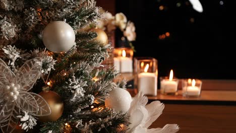 christmas tree with candles and decorations