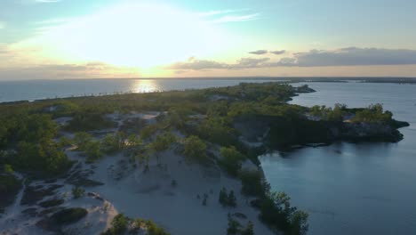 aerial view of the beautiful sunset over the sandbank peninsula