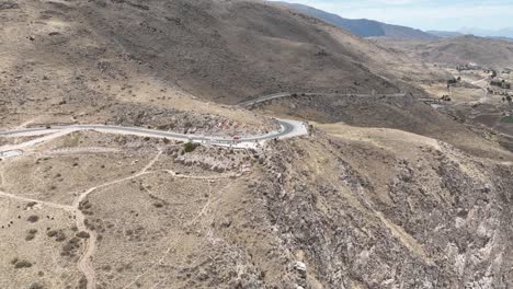aerial dolly drone shot over a mountain landscape