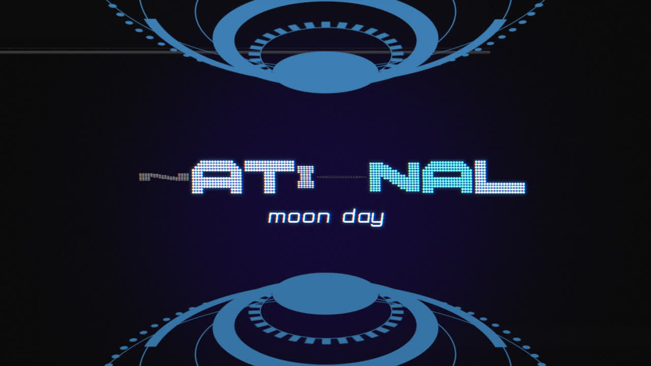 디지털 화면에서 원과 hud 요소와 함께 국가 달의 날