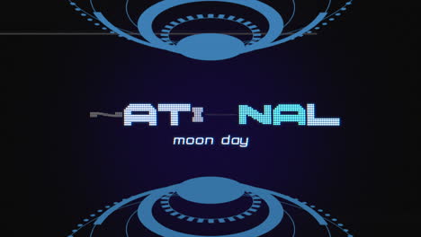 national moon day with circles hud elements on digital screen