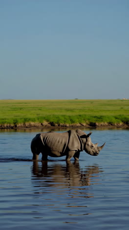 white rhinoceros in a river