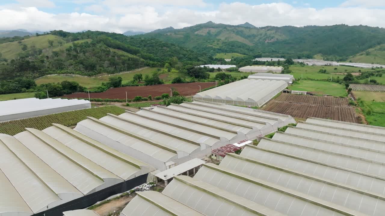Aerial shot of Vegetable greenhouse in Ranco Arriba, Ocoa, Dominican Republic