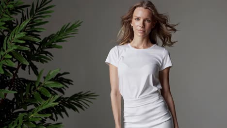 woman in a white outfit